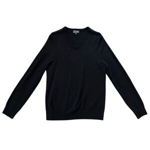 Express Men's Black 100% Merino Wool V-Neck Sweater Size M